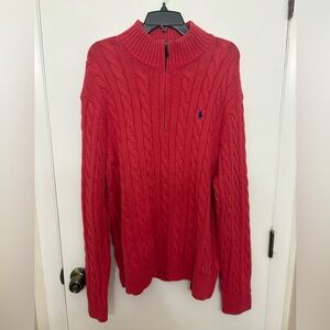 Polo Ralph Lauren Big & Tall cable-knit cotton quarter-zip sweater red Men’s XXL